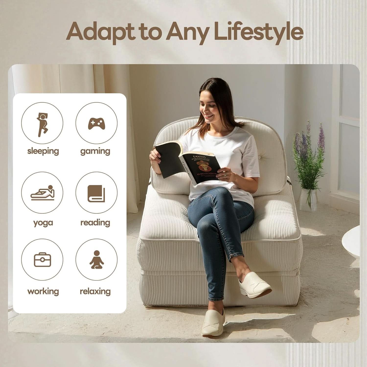Folding Sofa Bed with Pillow for Comfy Lounge
