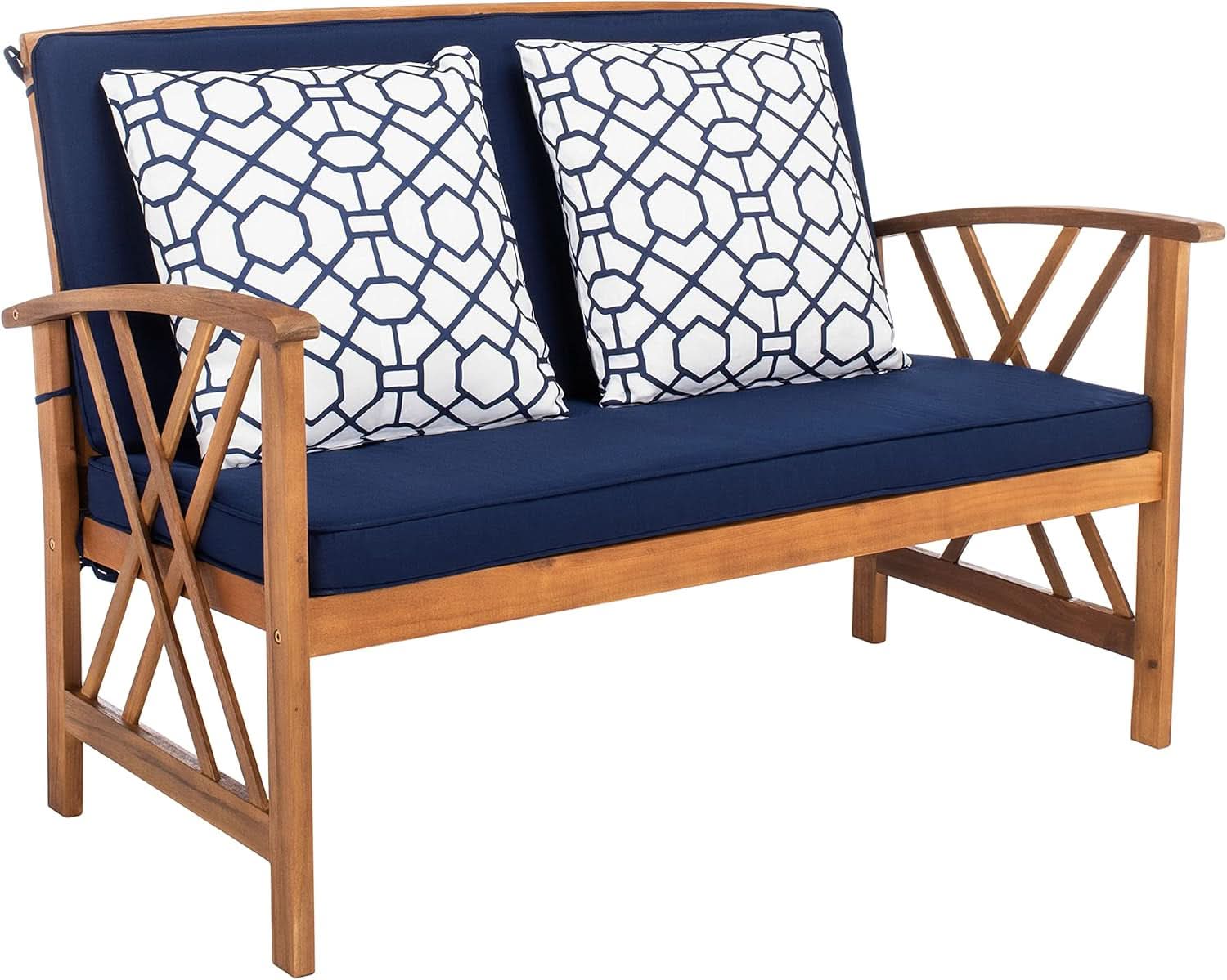 Fontana 4 Piece Patio Set Navy Cushions Geometric Pattern