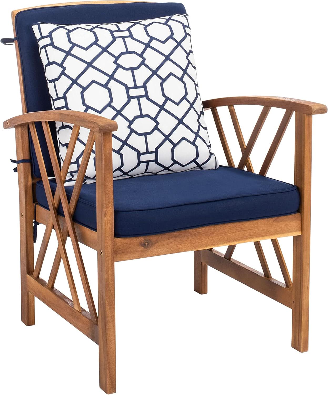 Fontana 4 Piece Patio Set Navy Cushions Geometric Pattern