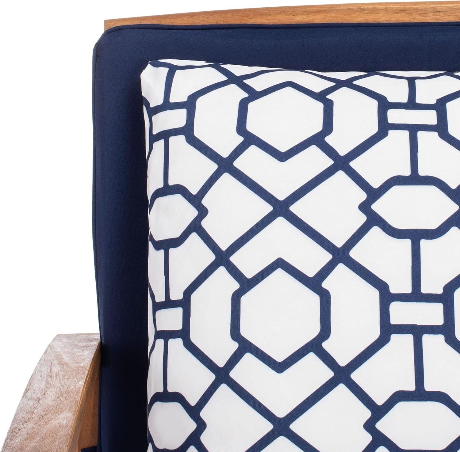 Fontana 4 Piece Patio Set Navy Cushions Geometric Pattern