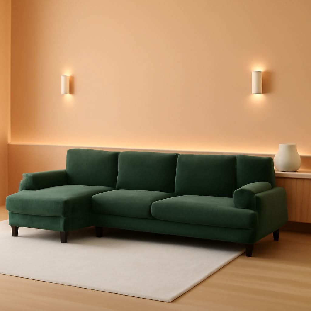 Forest Green 110 Inch U Shape Sectional Couch Double Chaise
