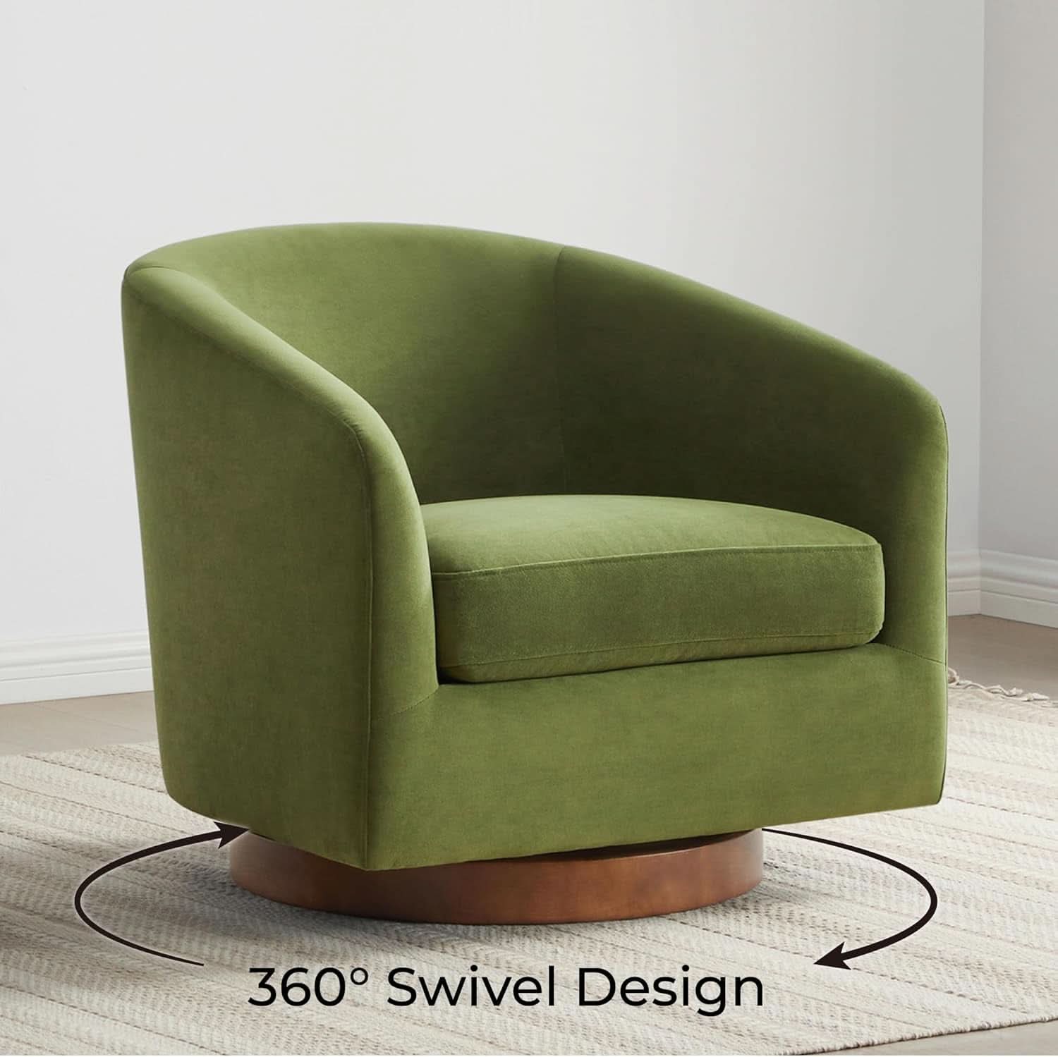 Forest Green Velvet Swivel Upholstered Armchair FSC
