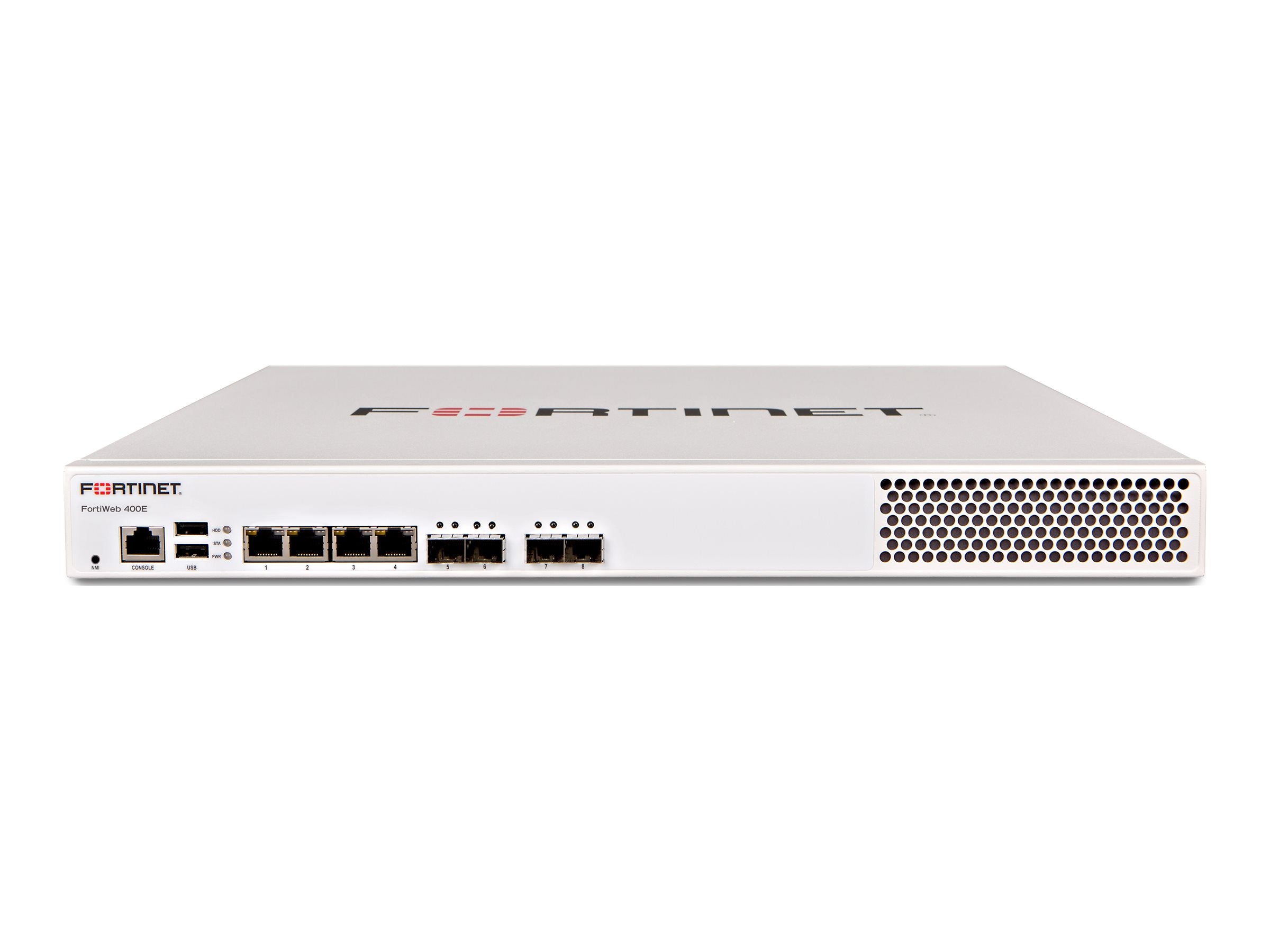 Fortinet FortiWeb 400F - Security appliance - with 1 year 24x7 FortiCare and FortiWeb Advanced bundle - 4 ports - 1GbE - front FWB-400F-BDL-580-12