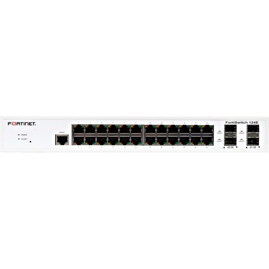 Fortinet L2 Switch - 24 X Ge Rj45 Ports, 4 X Ge Sfp Slots, Fanless, Fortigate Switch Controller Compatible.