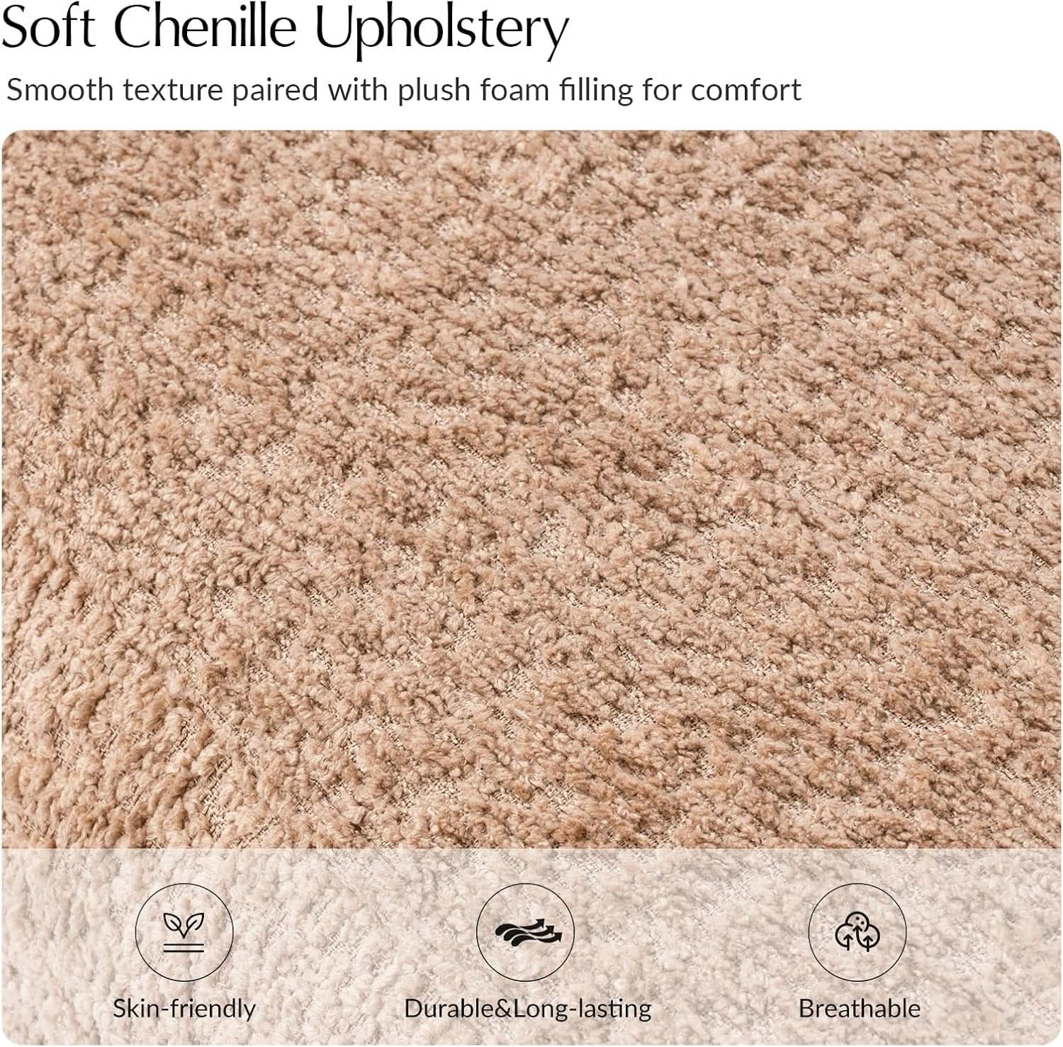 Forty Inch Super Soft Chenille Ottoman Coffee Table Sand
