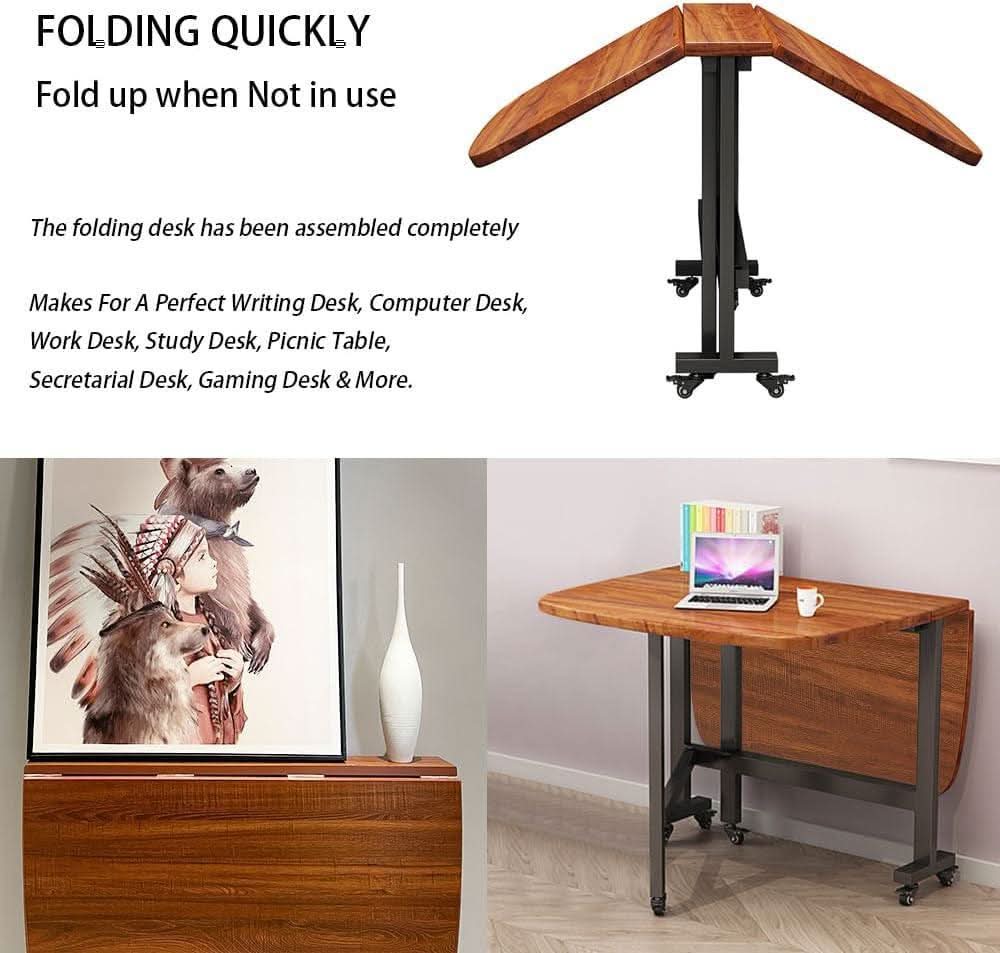Forty Seven Inch Drop Leaf Folding Dining Table Solid Wood