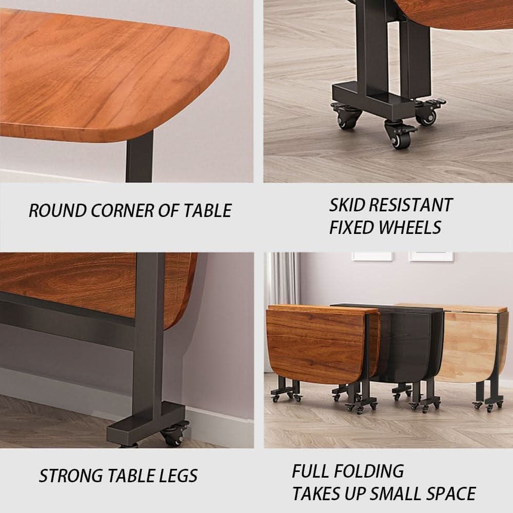 Forty Seven Inch Drop Leaf Folding Dining Table Solid Wood
