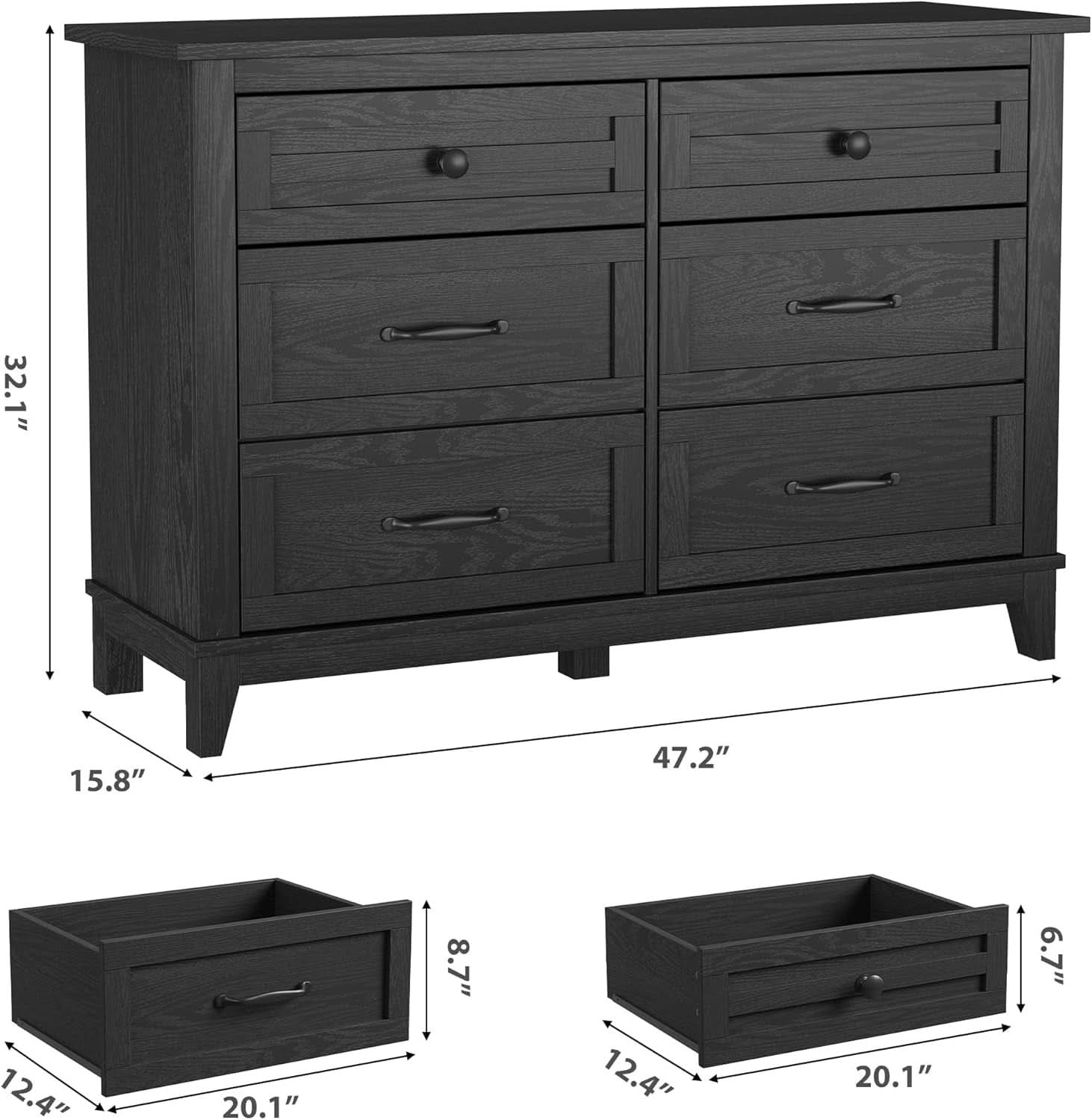Forty Seven Inches Freestanding Dresser Drawers Deluxe