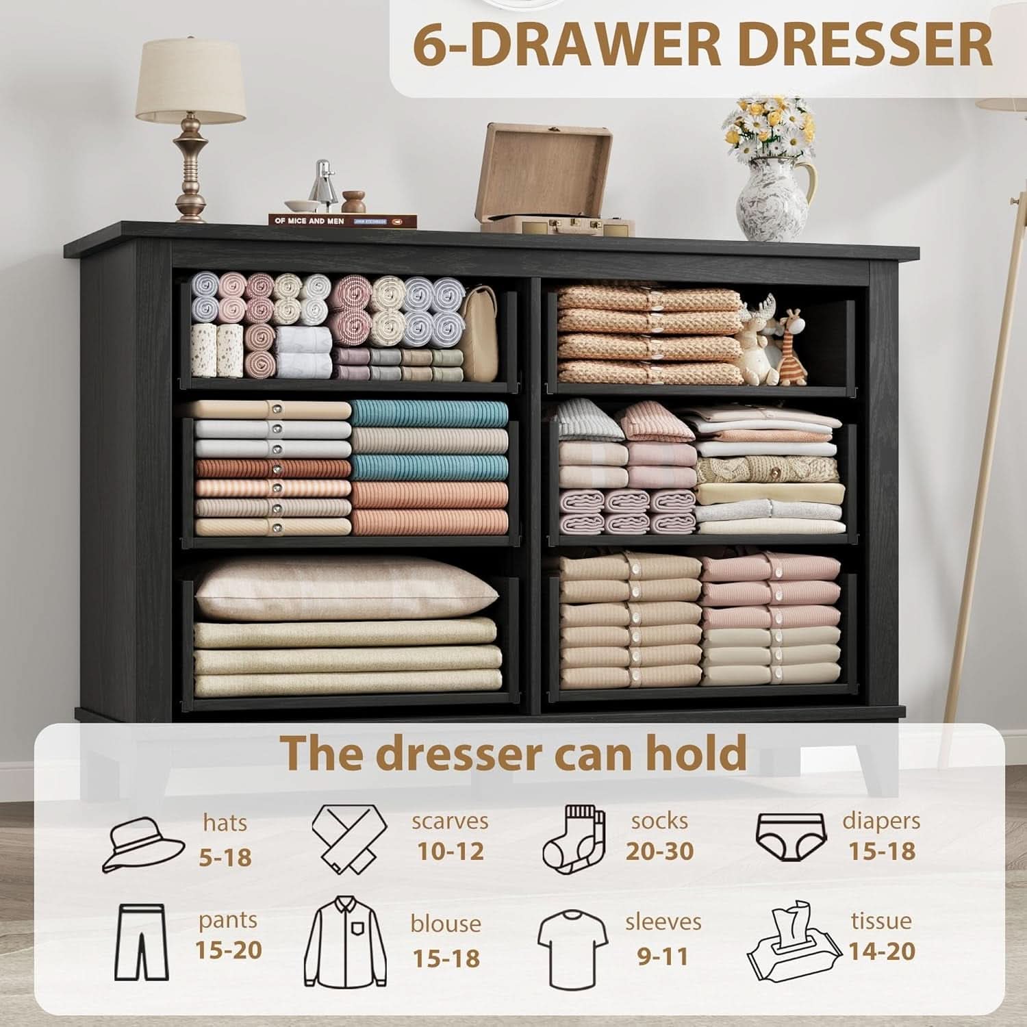 Forty Seven Inches Freestanding Dresser Drawers Deluxe