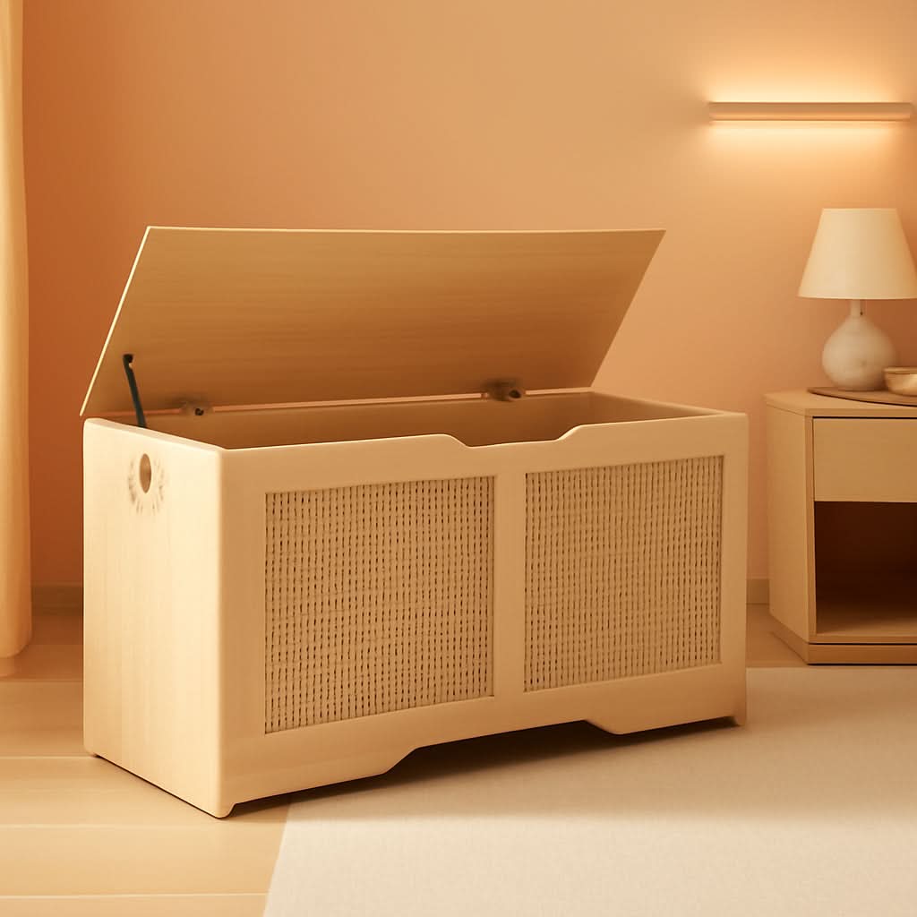 FortyThreeInch RattanLike StorageChest Bench With Safety Hinge