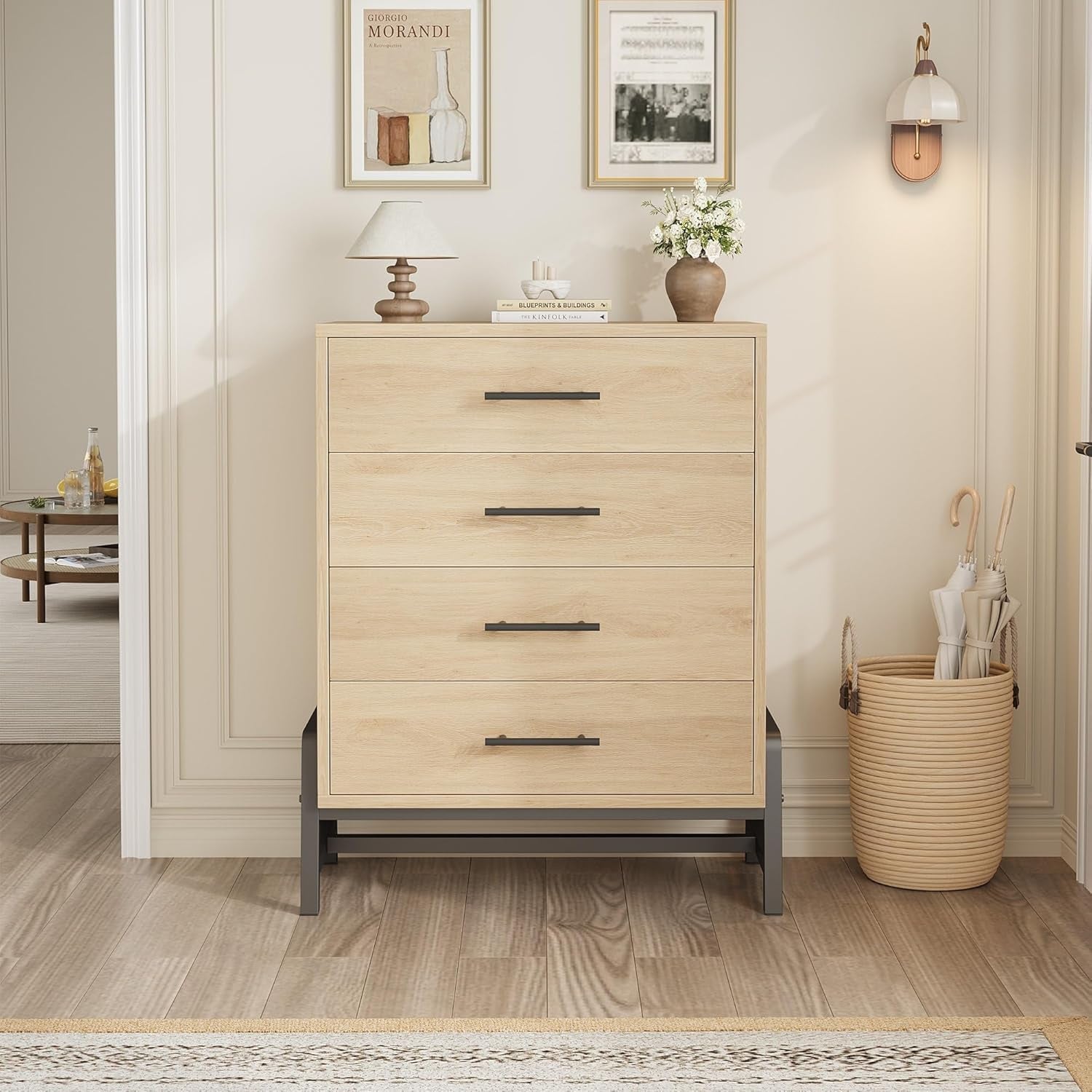 Four Drawer Dresser 38 Inch Freestanding Oakwood Unit