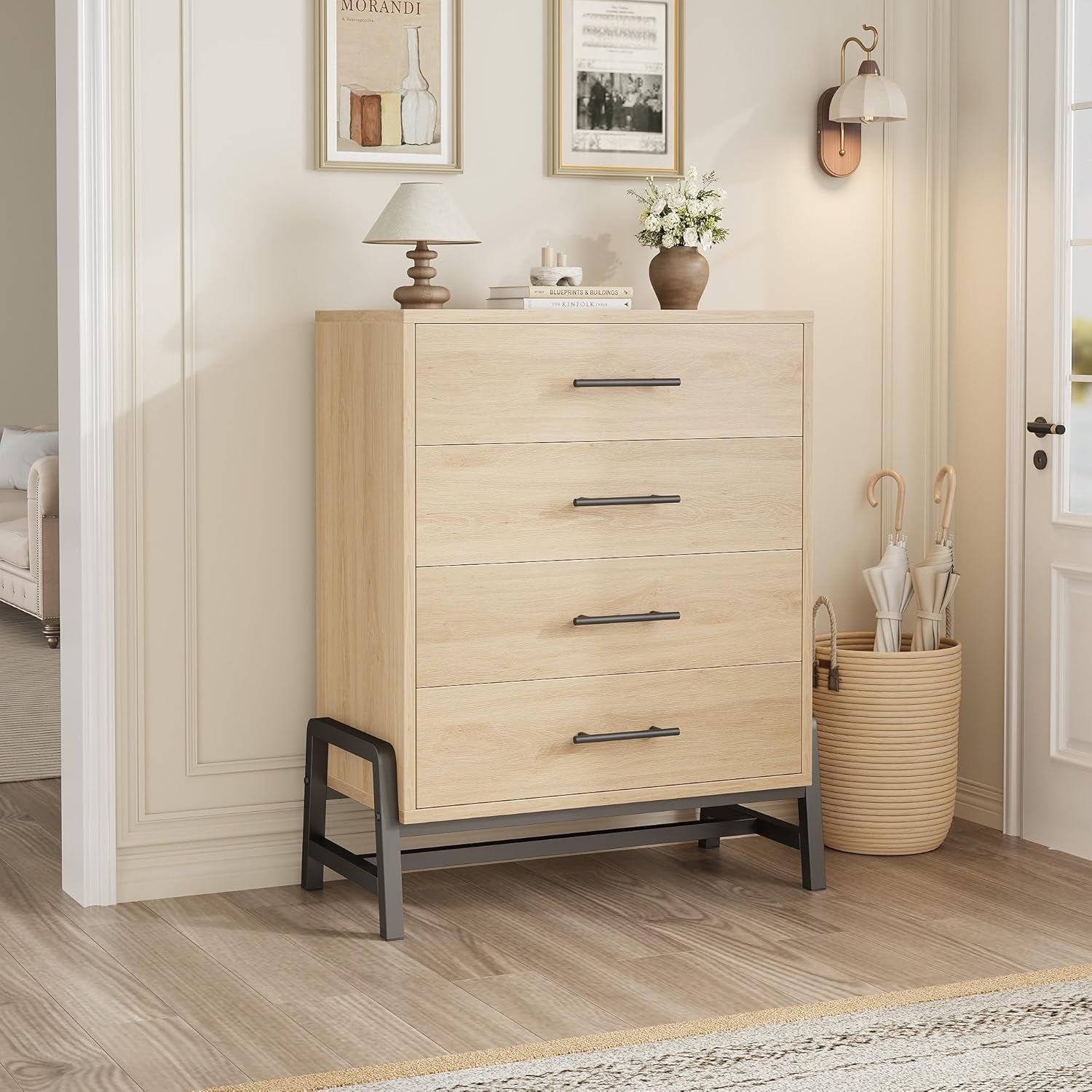 Four Drawer Dresser 38 Inch Freestanding Oakwood Unit