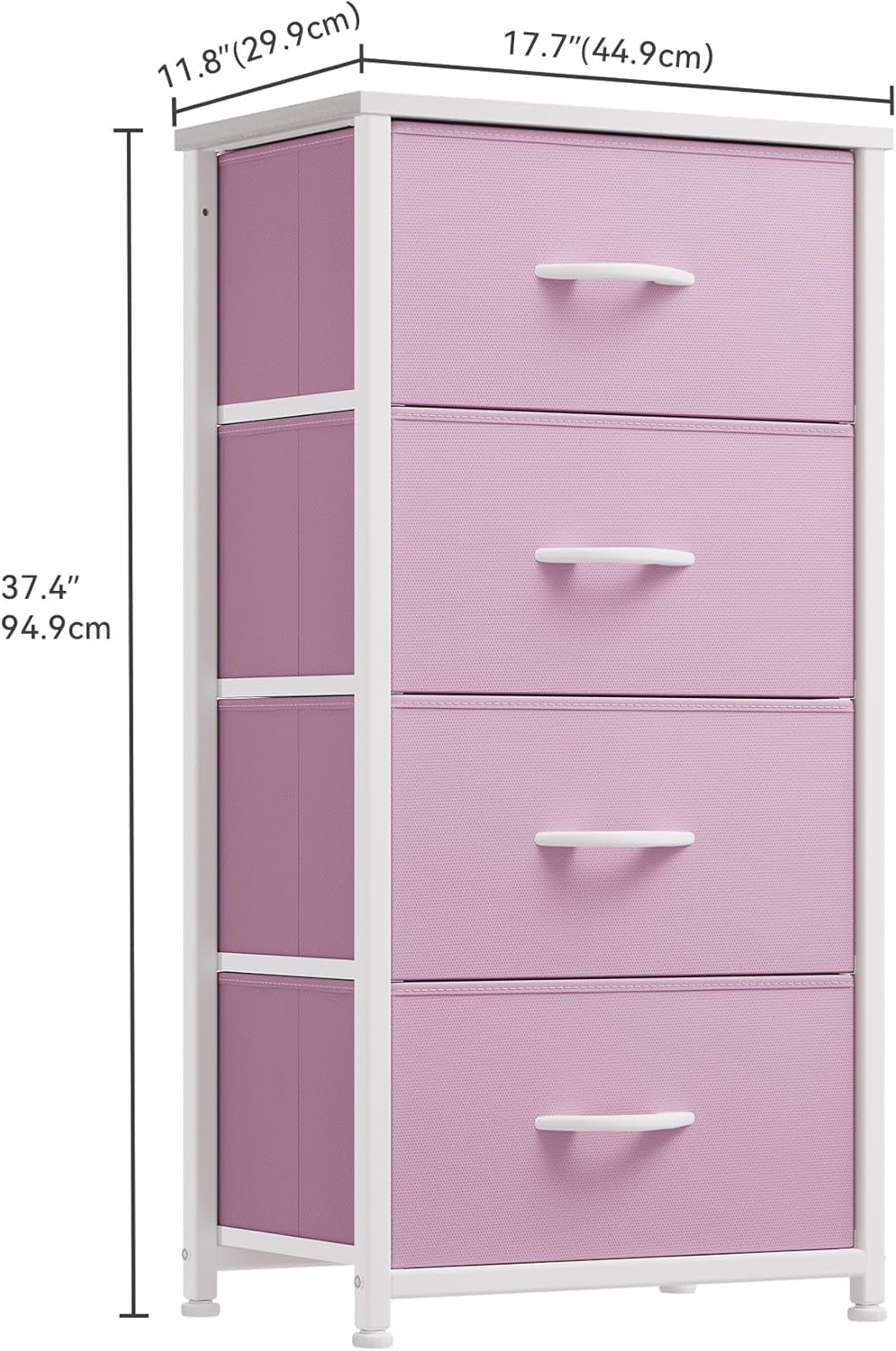 Four Drawer Fabric Storage Dresser With Wooden Top