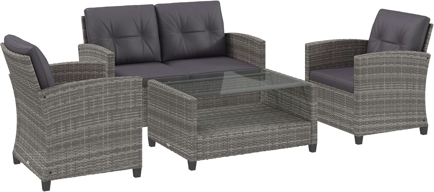 Four Piece Patio Furniture Set with Cushions and Table