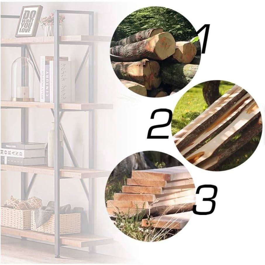 Four Tier Natural Wood Bookshelf Rustic Industrial