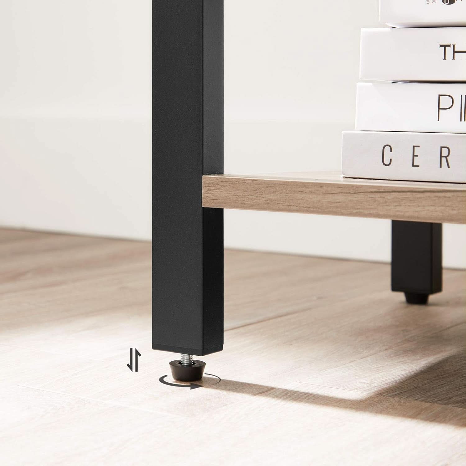 Four Tier Tall Bookshelf With Steel Frame Greige Black
