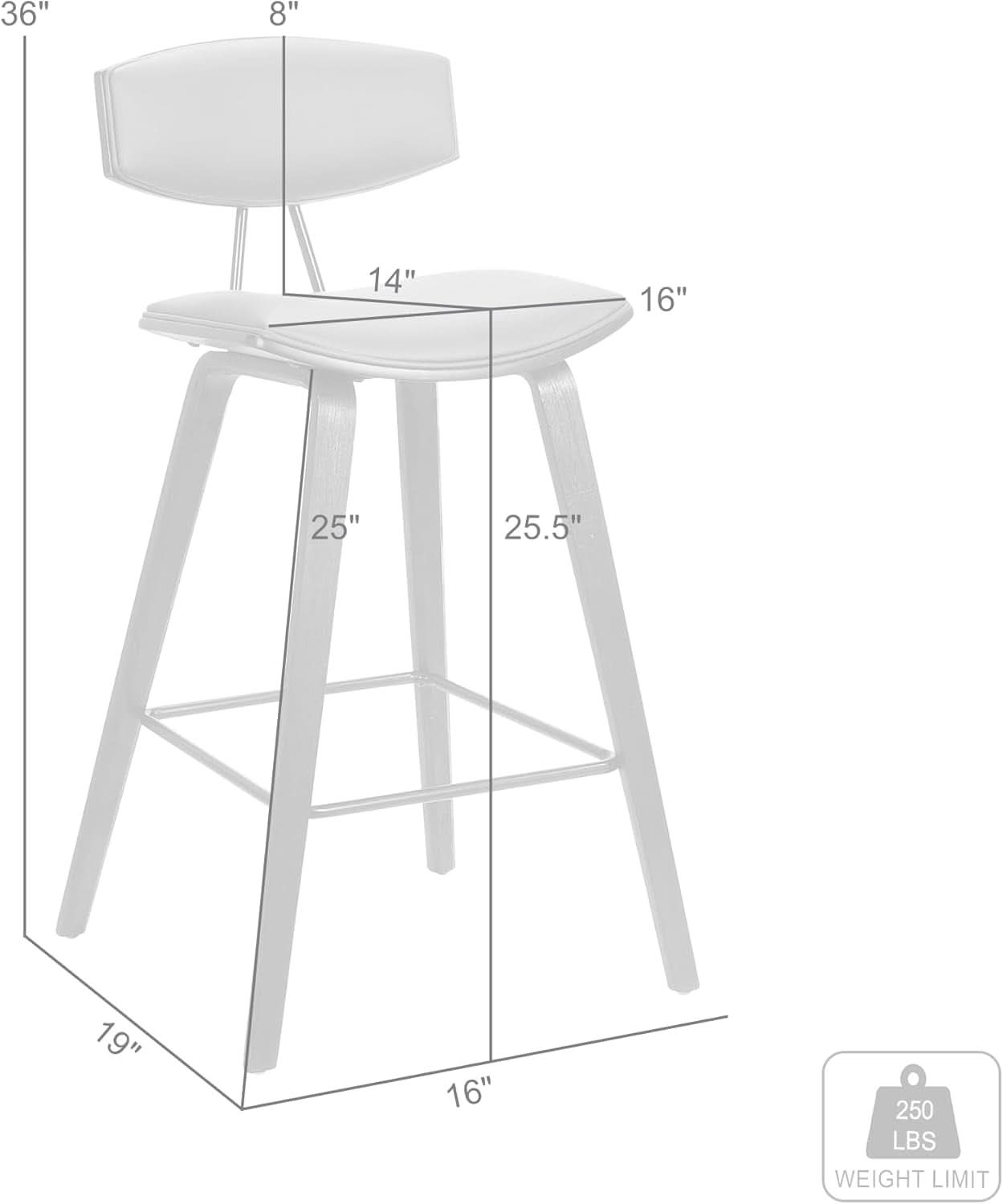 Fox Counter Height Grey Faux Leather Bar Stool Walnut Wood