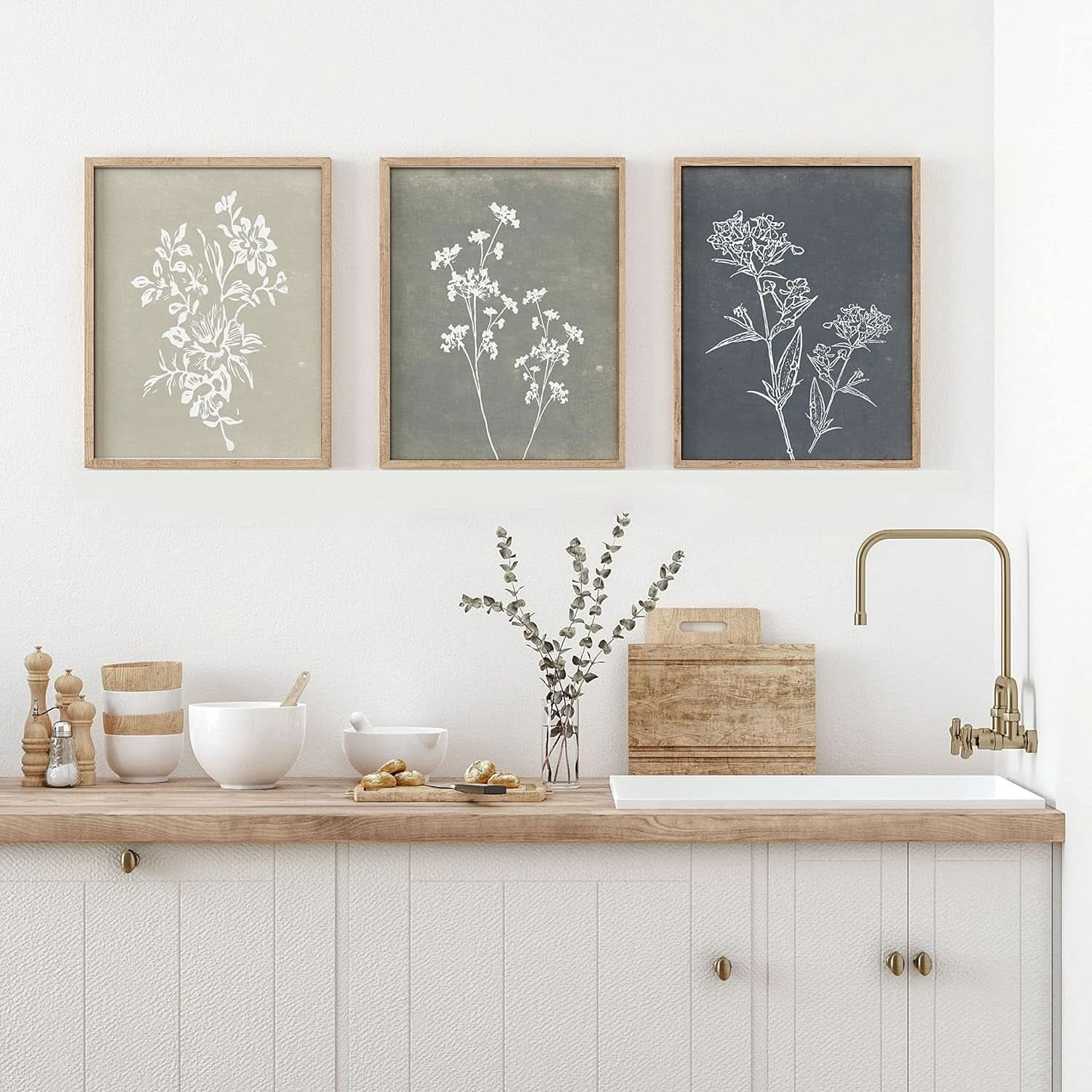 Framed Botanical Wall Art Set Of 4 With Walnut 10x10 Frames
