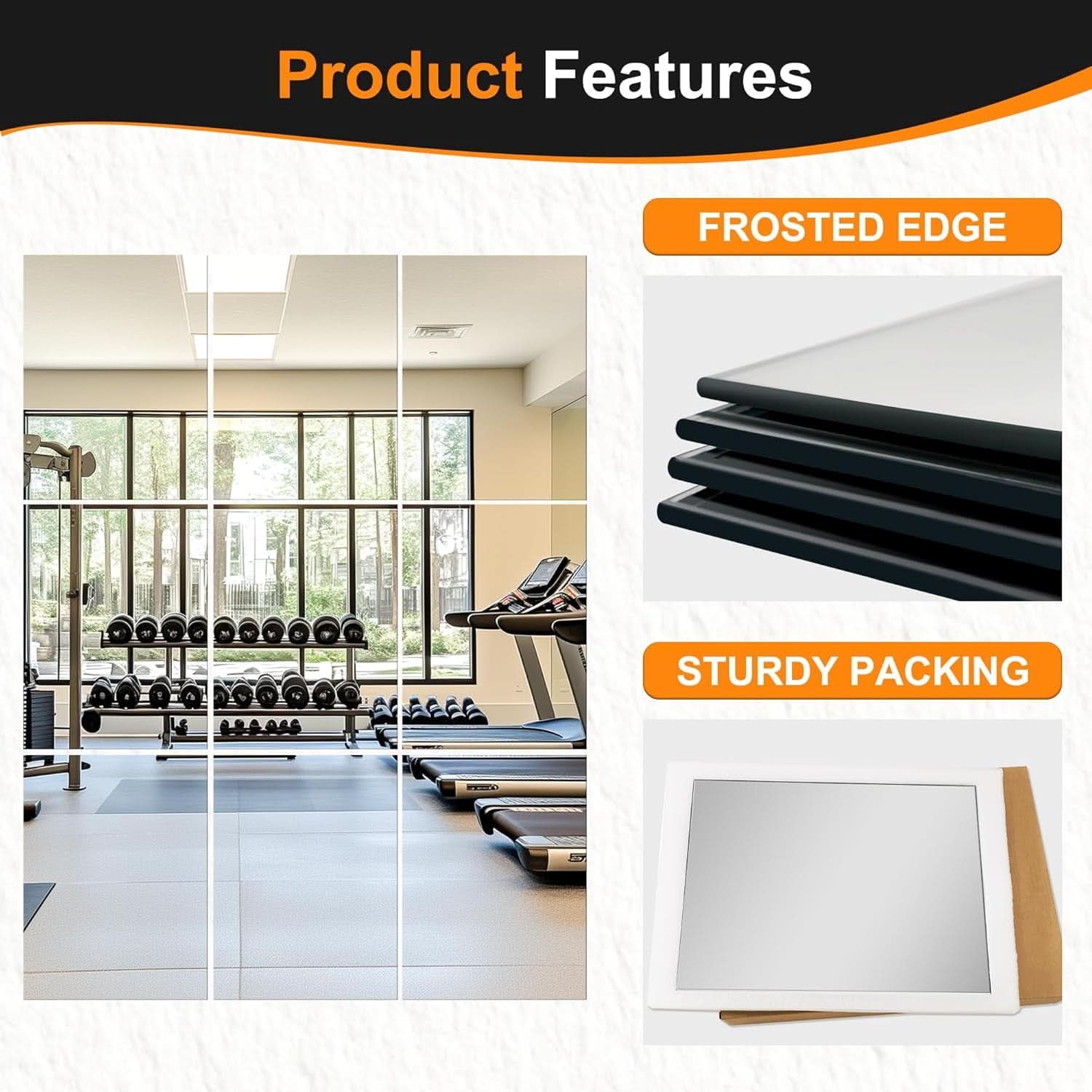 Frameless Full Length Mirror Tiles 16x12 Inch Wall Set