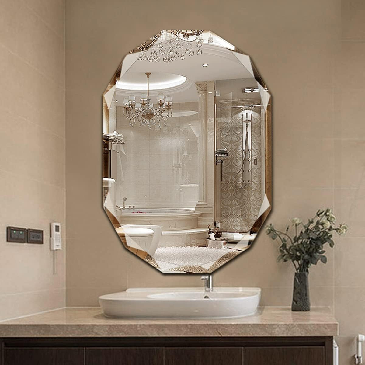 Frameless Wall Mount Vanity Mirror 24x36 Silver Beveled