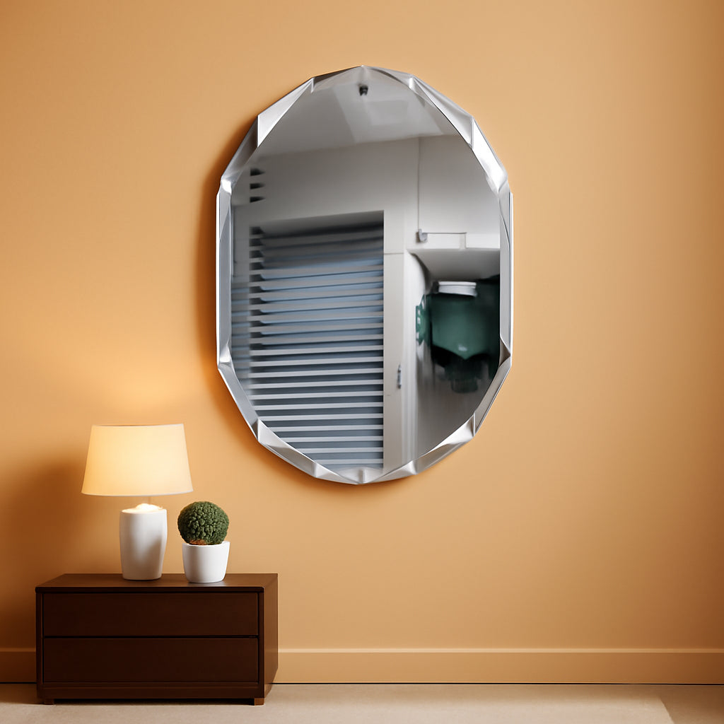 Frameless Wall Mount Vanity Mirror 24x36 Silver Beveled