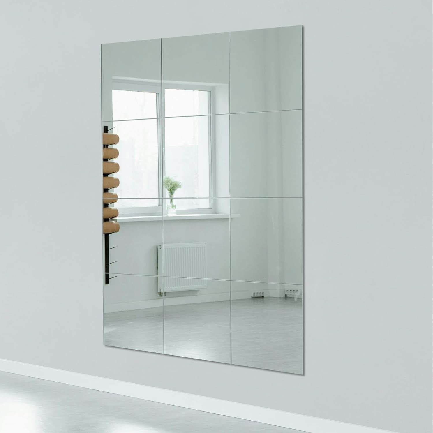 Frameless Wall Mounted Mirror Tiles 12X12 Inches Set Of 12