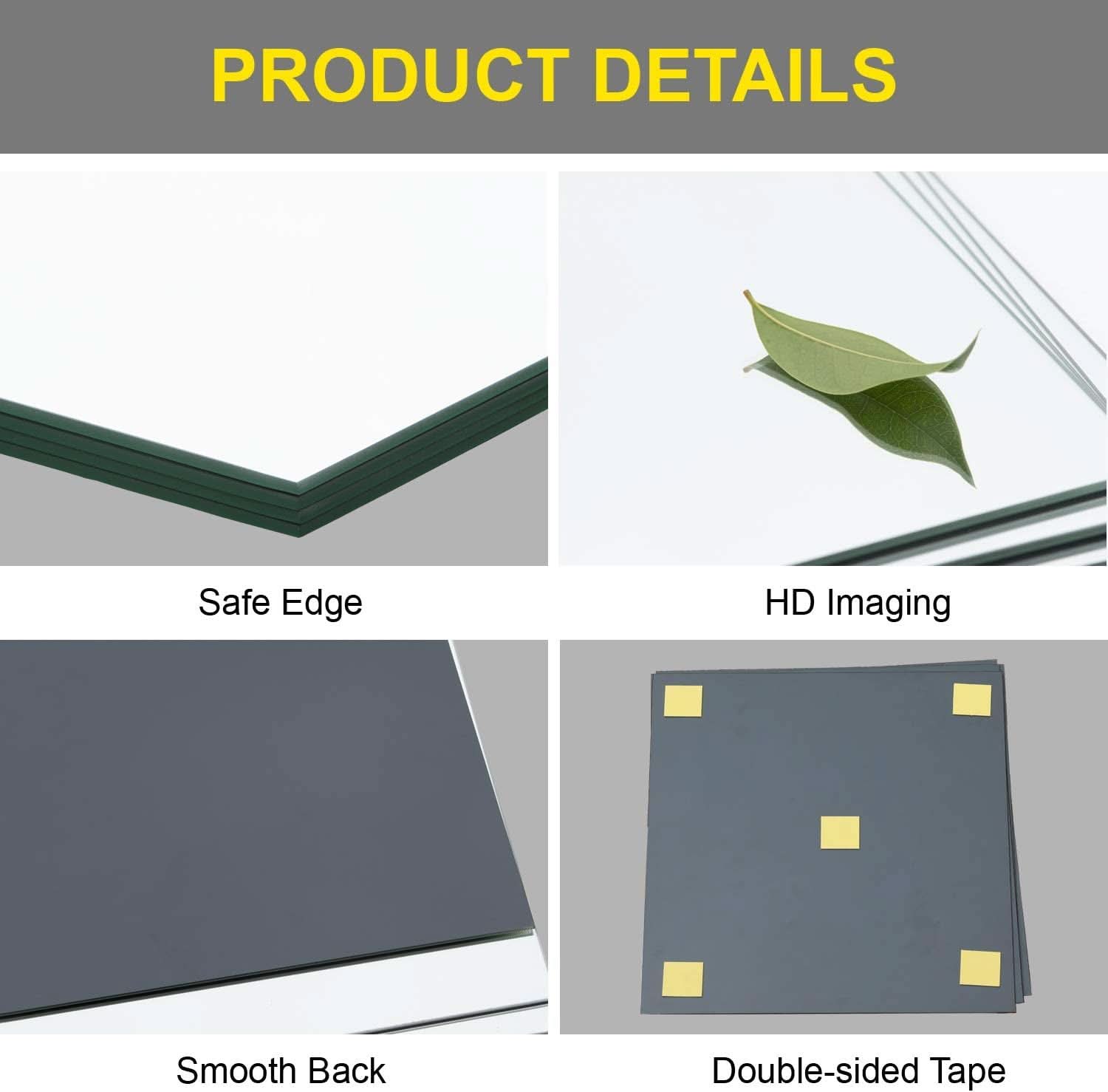 Frameless Wall Mounted Mirror Tiles 12X12 Inches Set Of 12