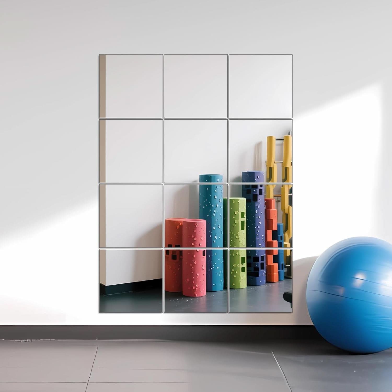 Frameless Wall Mounted Mirror Tiles 12X12 Inches Set Of 12