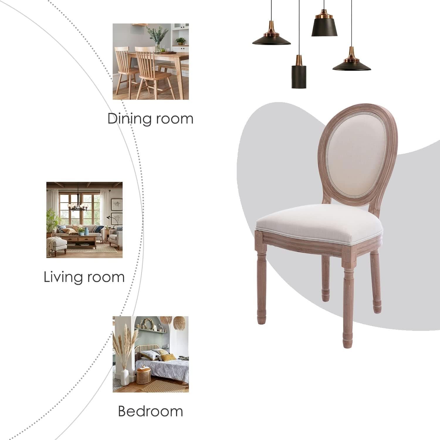 French Country Dining Chairs Beige Upholstered Set Of 6