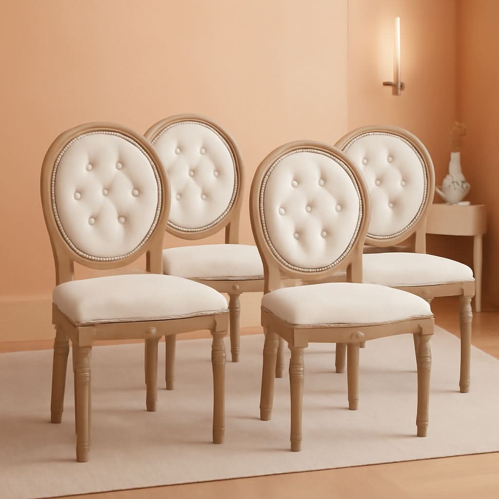 French Country Dining Chairs Oak Finish Button Back