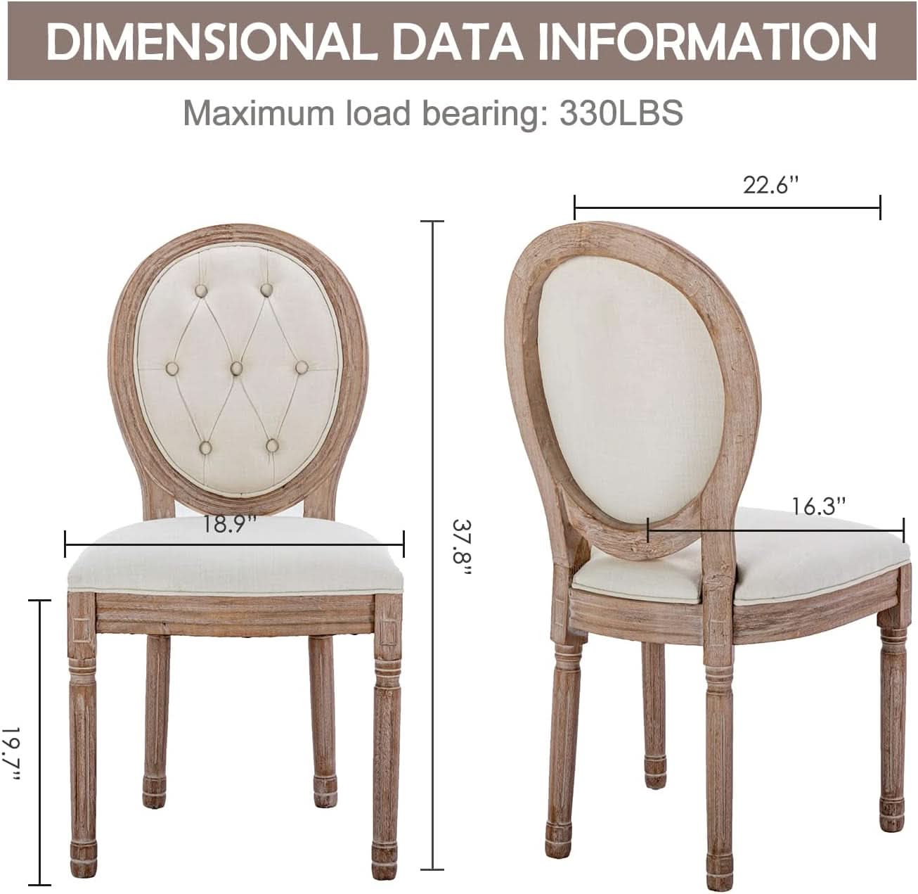 French Country Dining Chairs Set Of 4 Louis Style With Curved Backrest