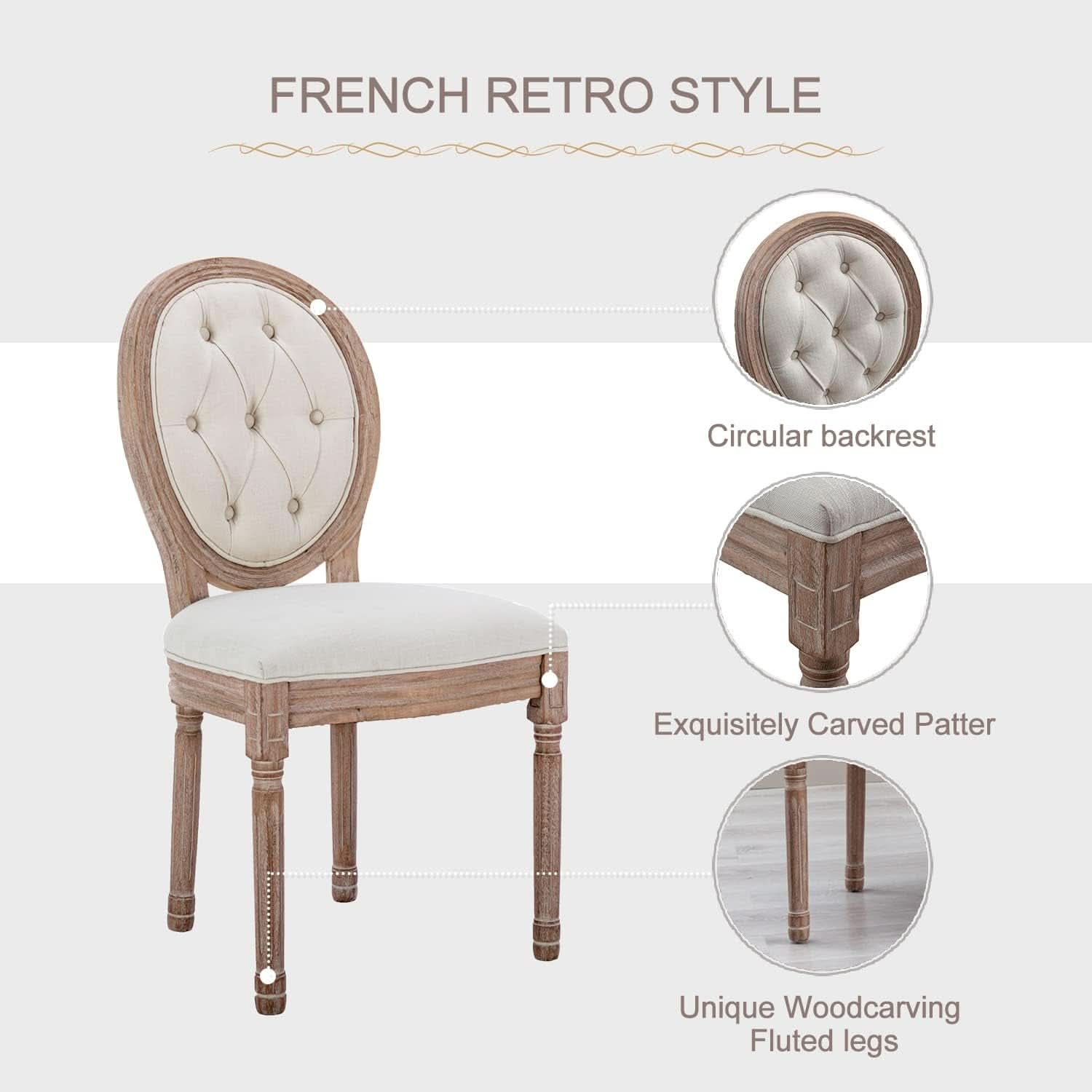French Country Dining Chairs Set Of 4 Louis Style With Curved Backrest