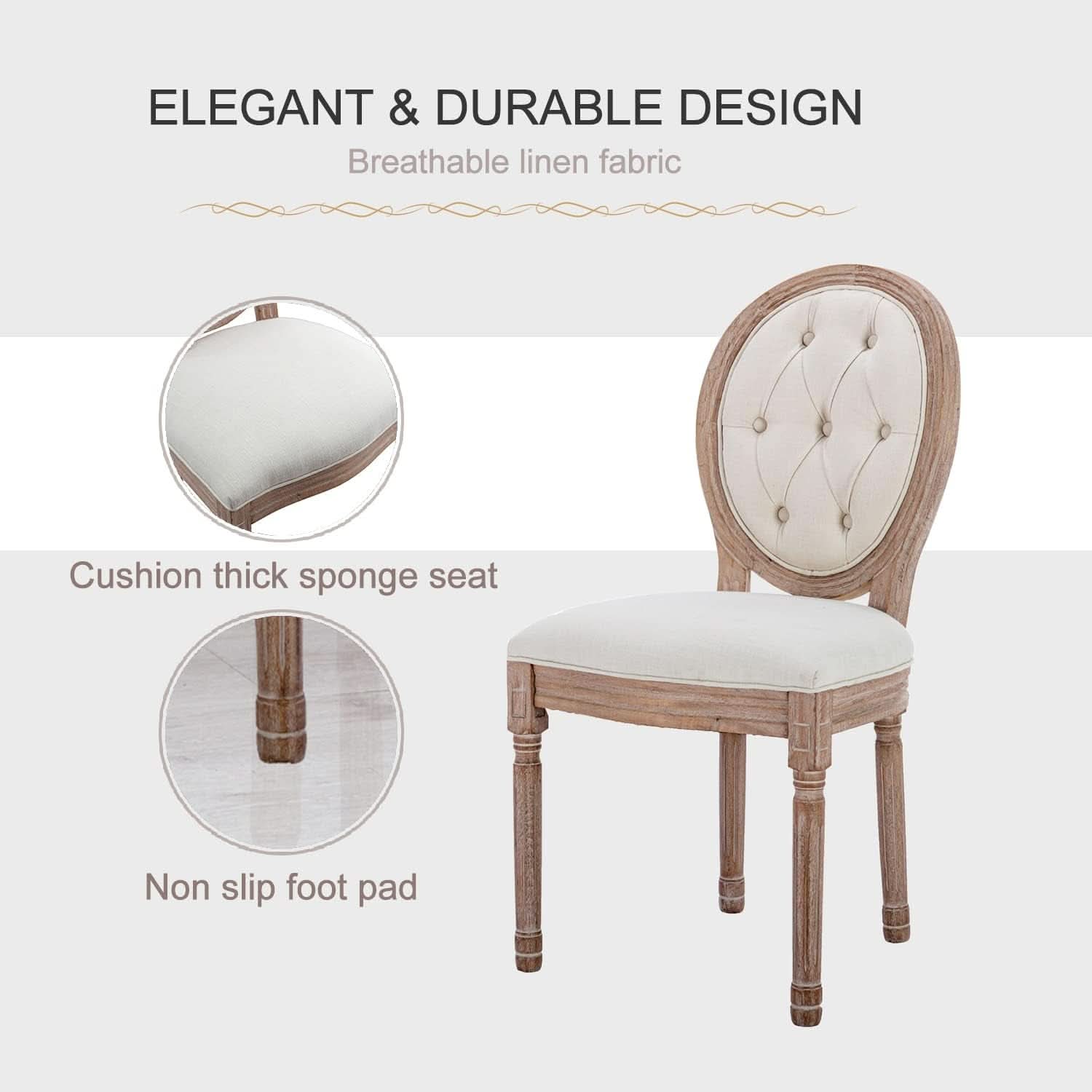 French Country Dining Chairs Set Of 4 Louis Style With Curved Backrest