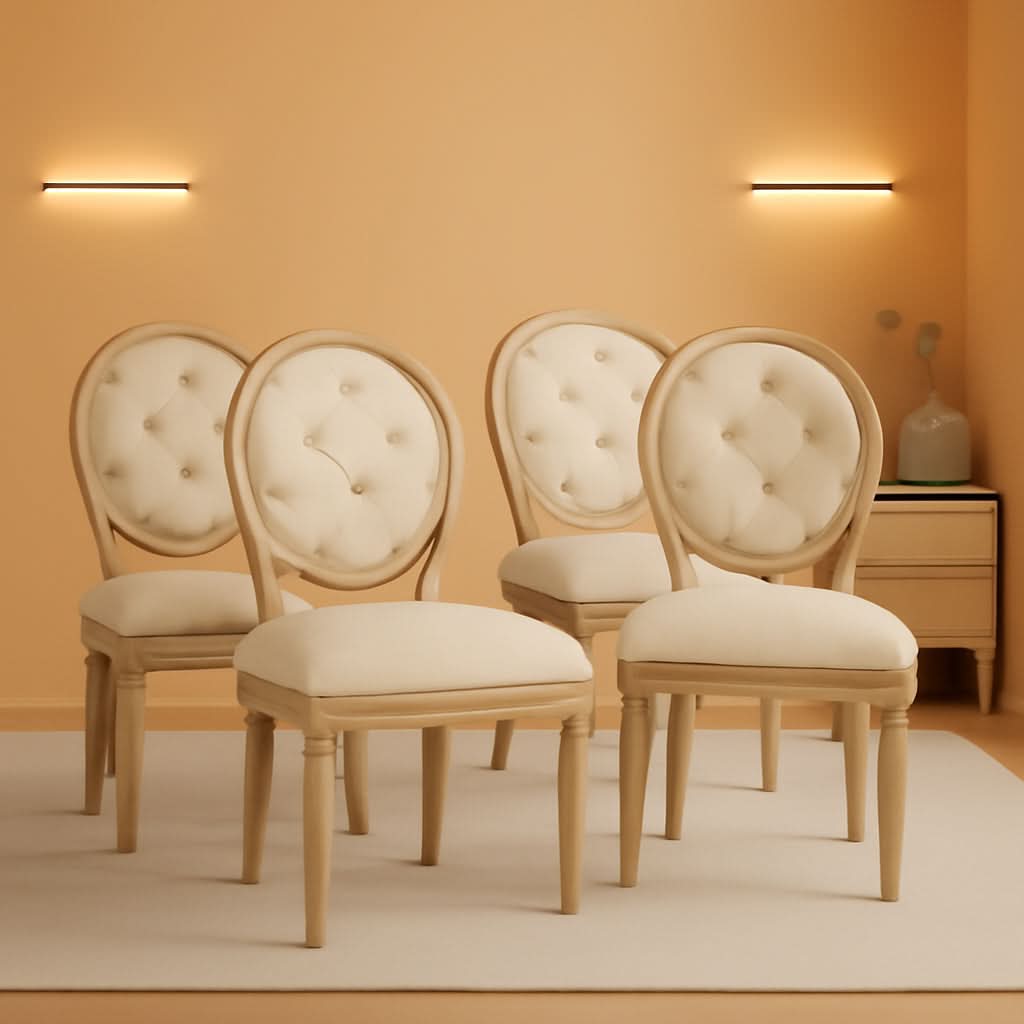 French Country Dining Chairs Set Of 4 Louis Style With Curved Backrest