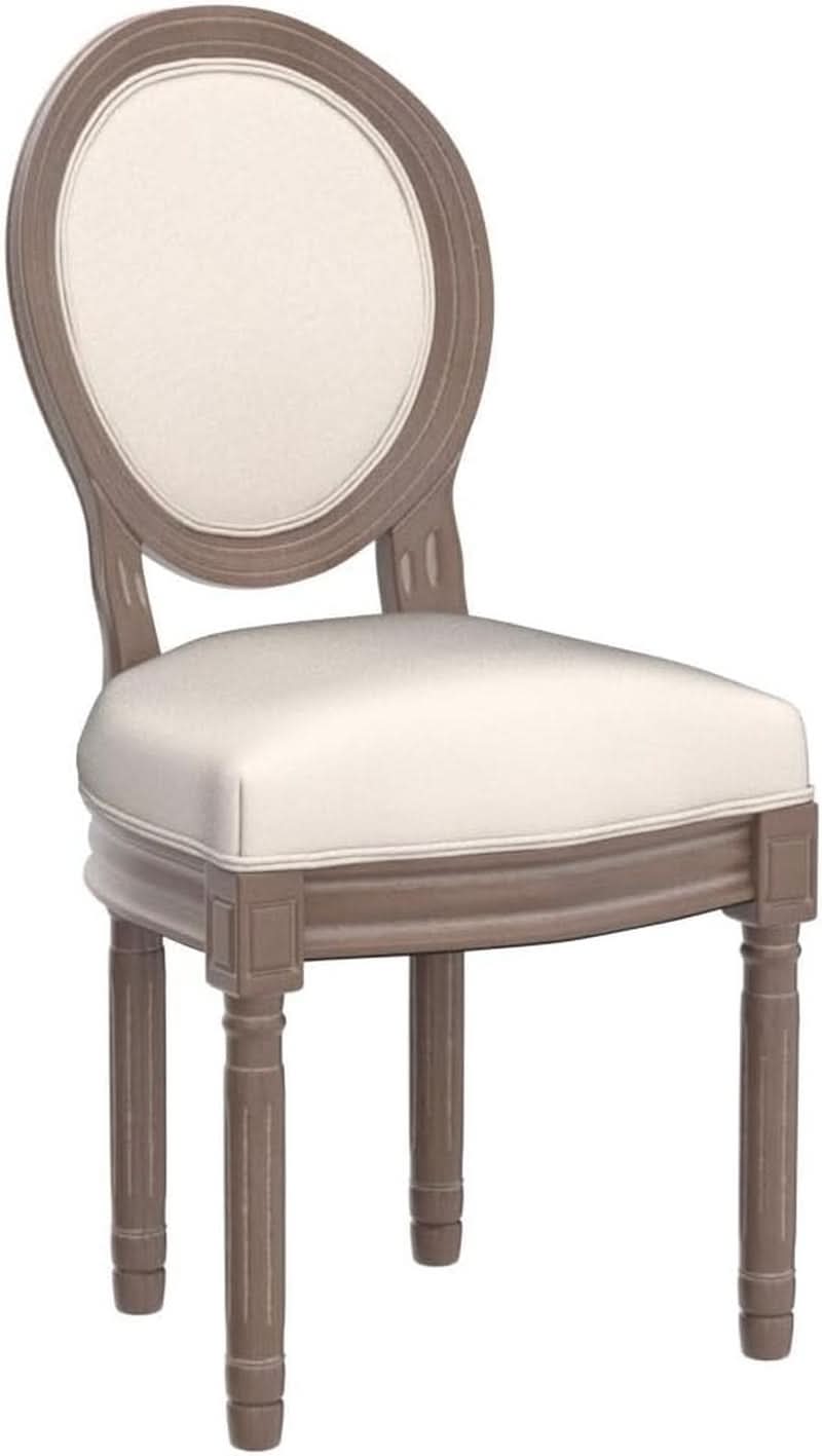 French Country Dining Chairs Set Of 4 With Linen Upholstery And Solid Wood Legs
