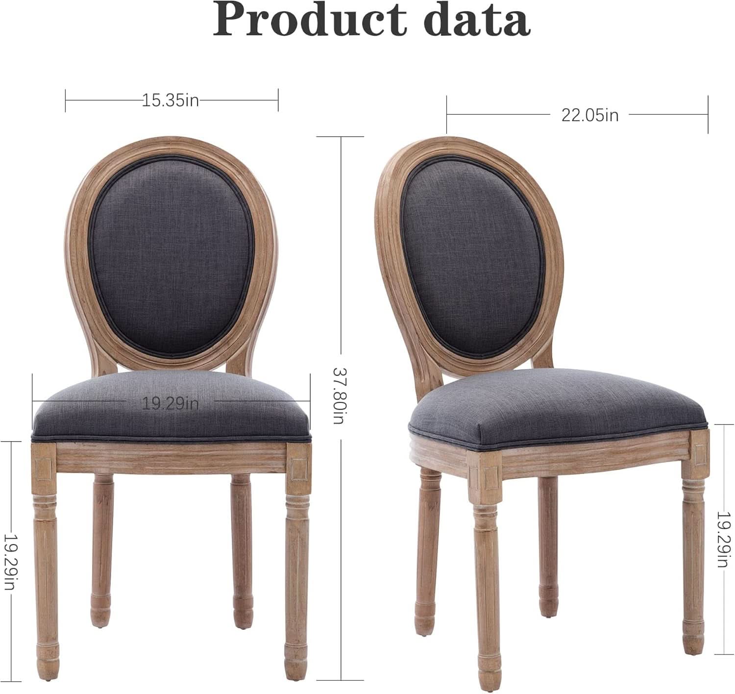French Country Dining Chairs Set of 4 Oak Wood Round Back