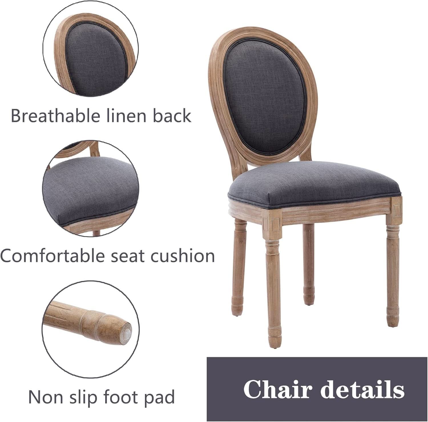 French Country Dining Chairs Set of 4 Oak Wood Round Back
