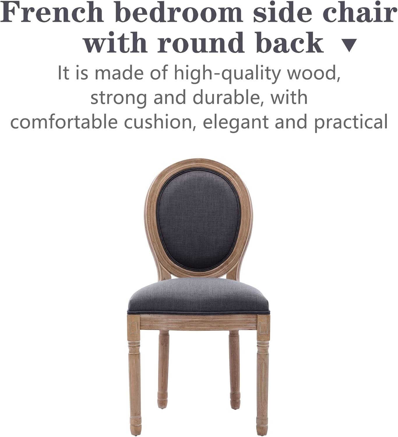 French Country Dining Chairs Set of 4 Oak Wood Round Back