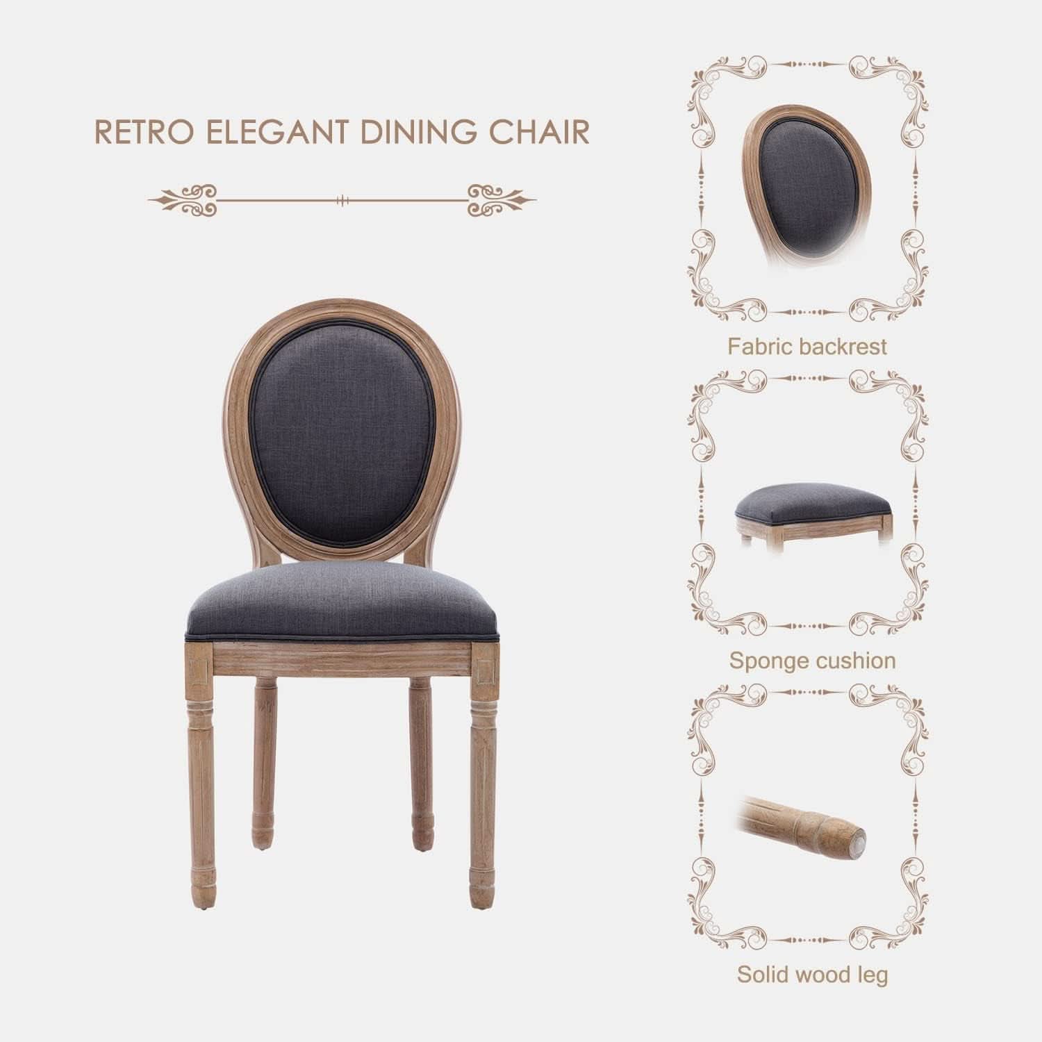 French Country Farmhouse Upholstered Dining Chairs Set Of 6