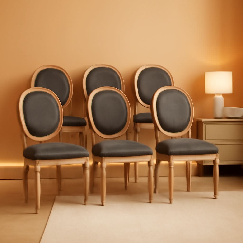 French Country Farmhouse Upholstered Dining Chairs Set Of 6