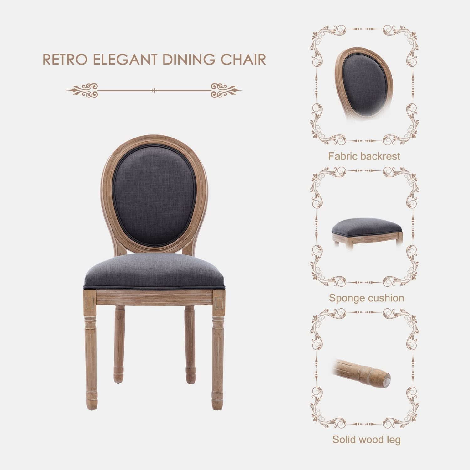 French Country Oak Upholstered Dining Chairs Set Of 6