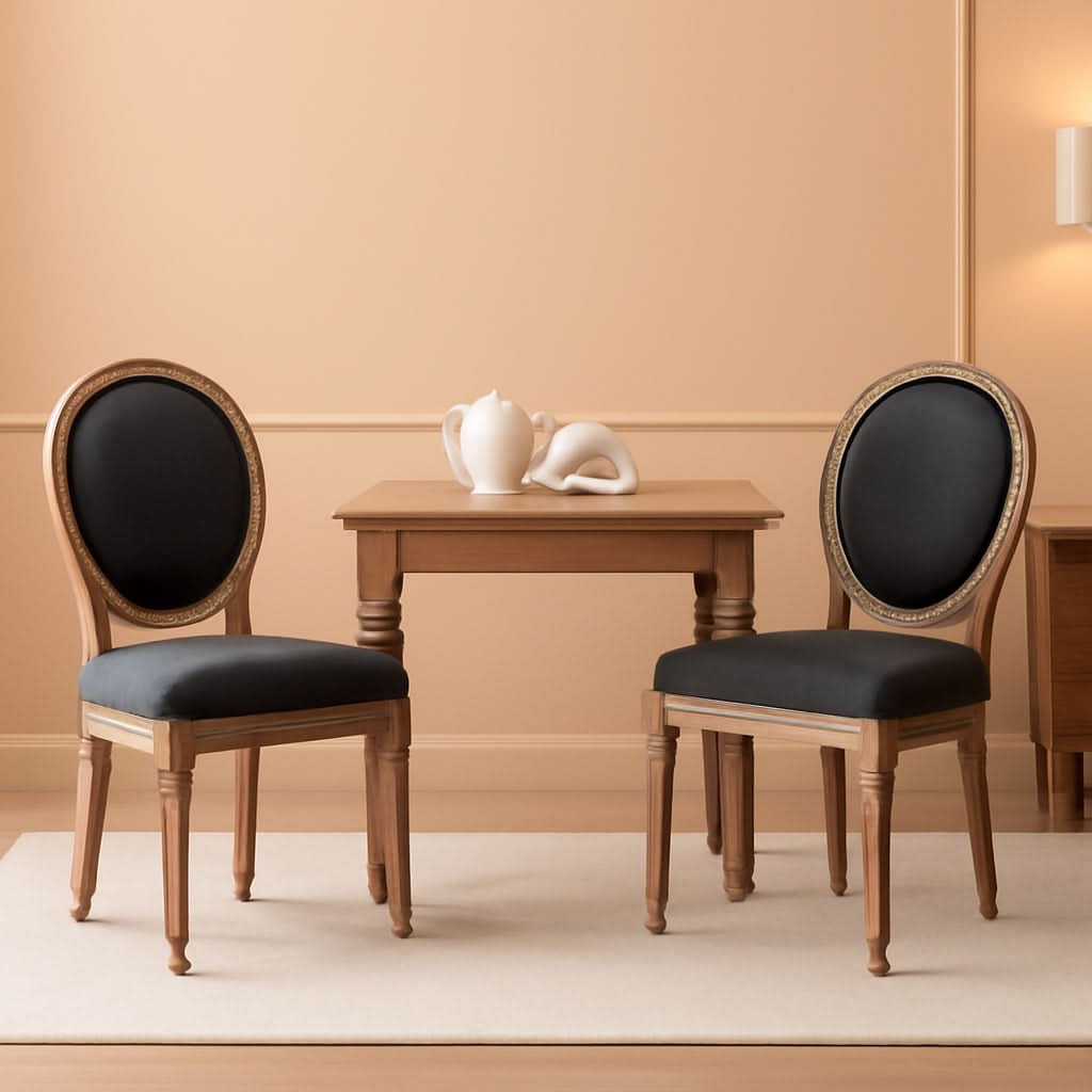 French Country Oak Upholstered Dining Chairs Set Of 6