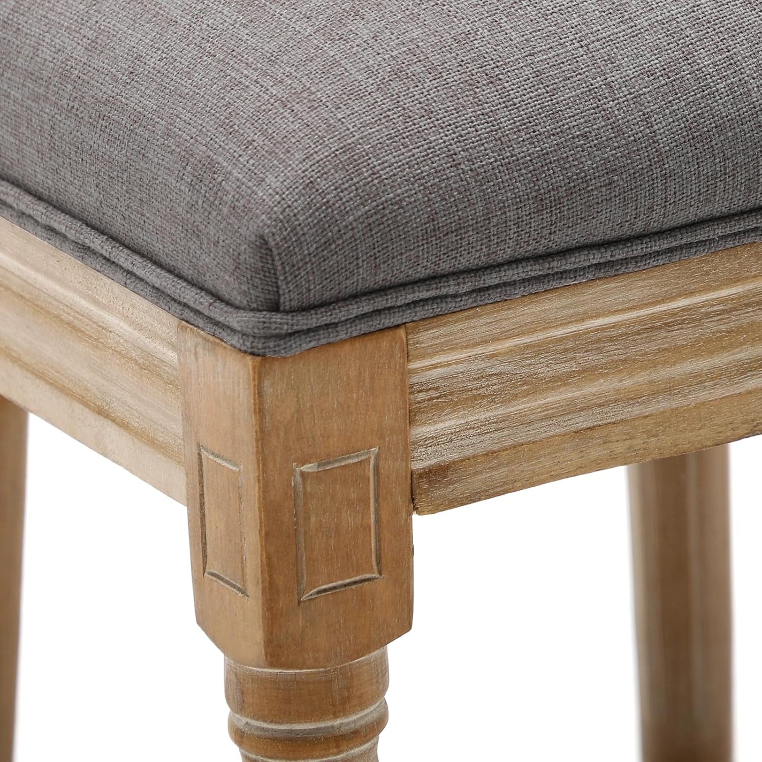 French Country Upholstered Dining Chairs Pair Light Grey