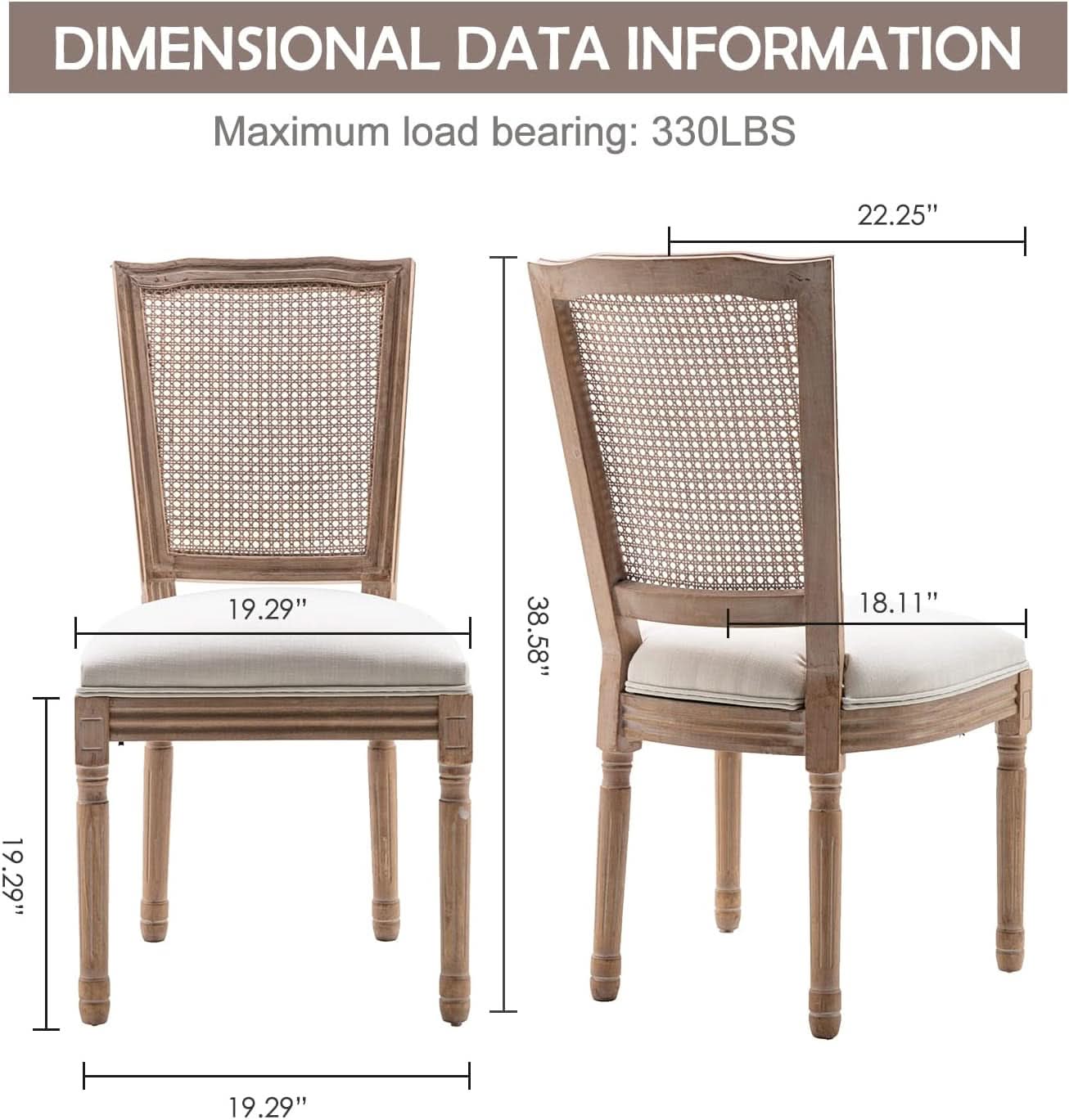 French Dining Chairs Set Of 4 With Solid Wood Frame