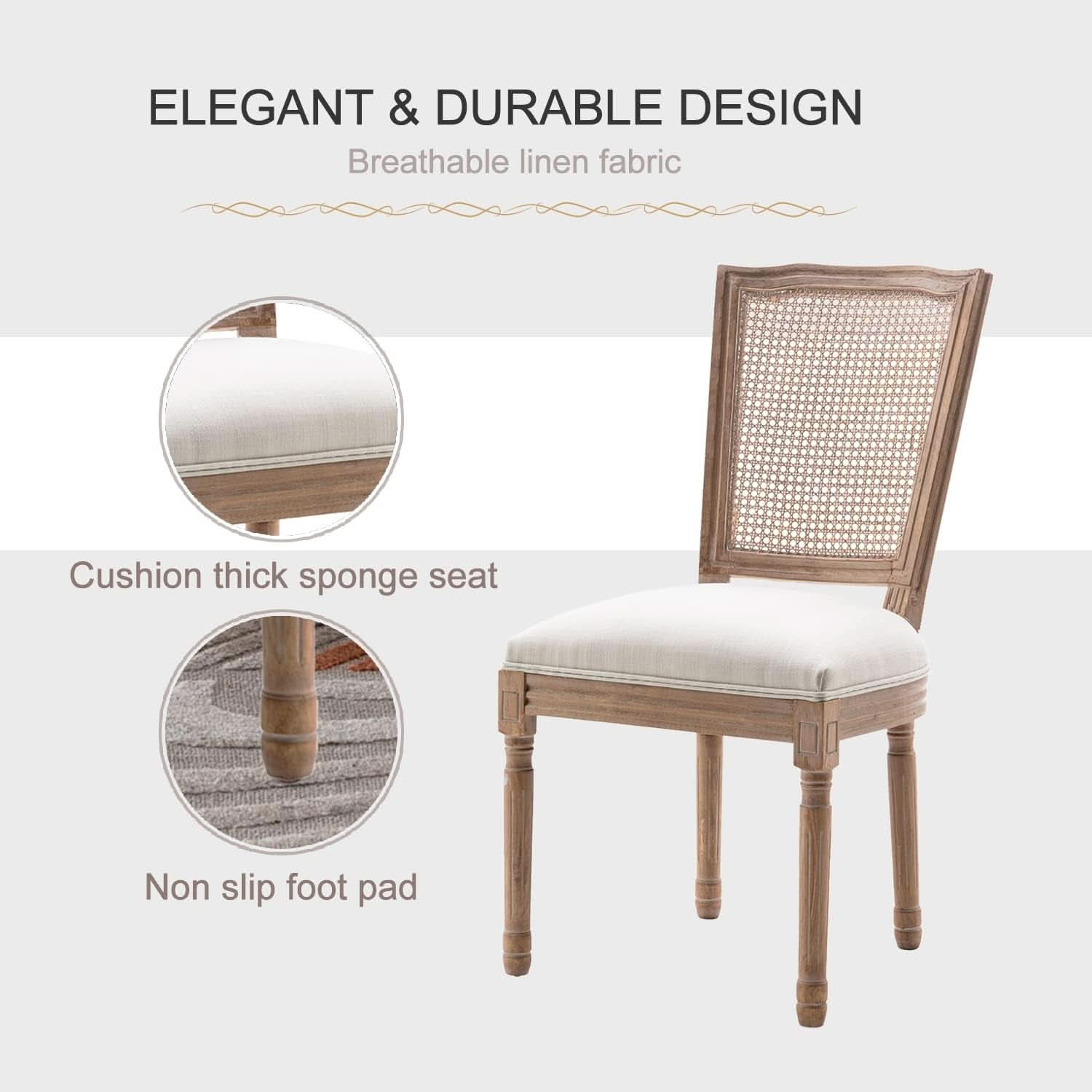 French Dining Chairs Set Of 4 With Solid Wood Frame