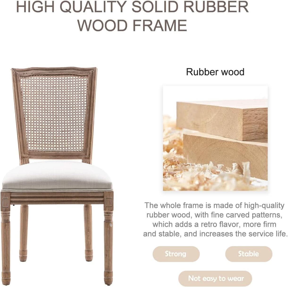 French Dining Chairs Set Of 4 With Solid Wood Frame
