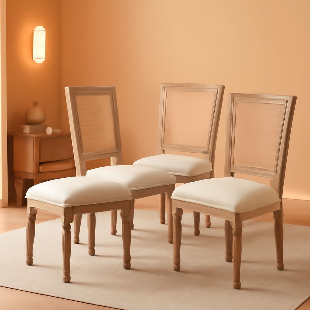 French Dining Chairs Set Of 4 With Solid Wood Frame