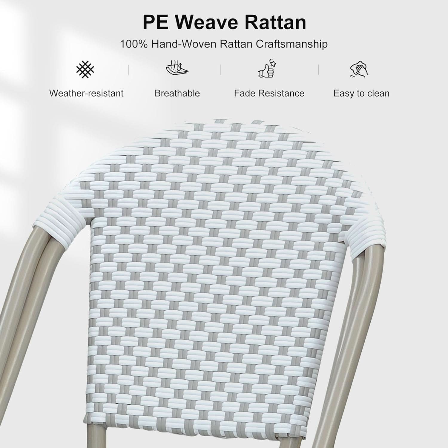 French Style Outdoor Bar Stools Set Of 2 27 Inch White And Grey