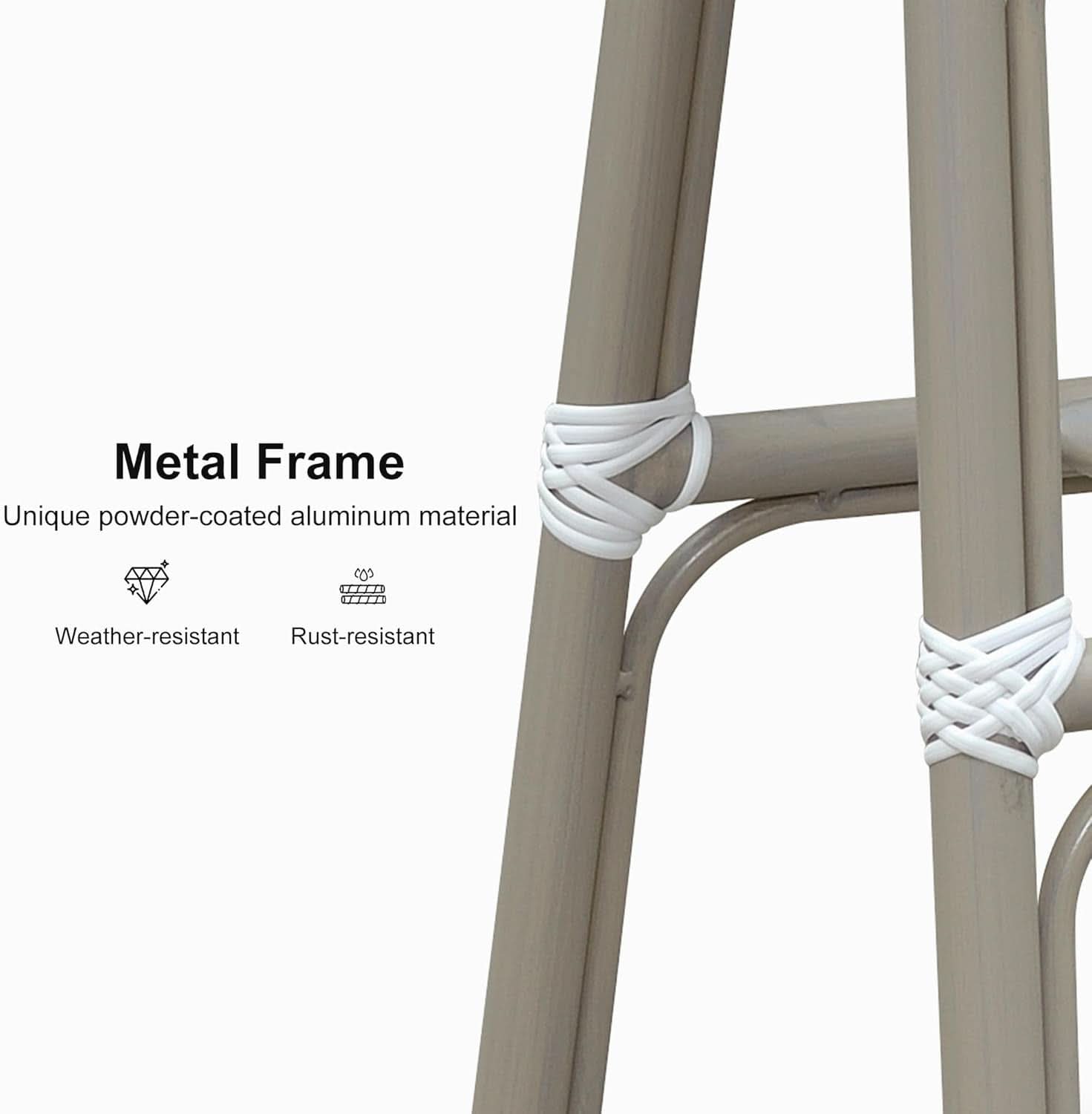 French Style Outdoor Bar Stools Set Of 2 27 Inch White And Grey