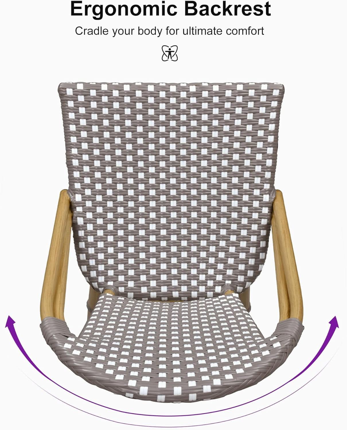 French Style Rattan Bar Stools Set for Outdoor Spaces